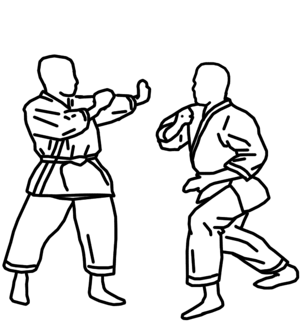 Karateca em movimento